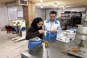 بازدید کارشناسان بهداشت محیط شبکه بهداشت و درمان شهرستان خرم‌بید از مساجد و قنادی‌ها و انجام تست TPM روغن با دستگاه پرتابل متن